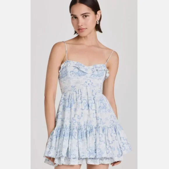 LoveShackFancy | Dresses | Loveshackfancy Linny Bowprint Ruffled Sweetheart Mini  Dress | Poshmark